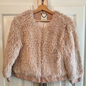 Anthropologie ELEVENSES Pink Fur Cropped Coat (TO DIE FOR)